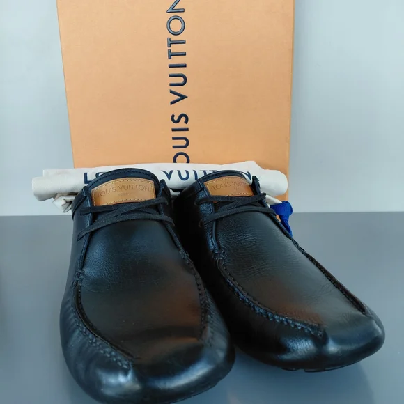 Louis Vuitton Black Veau Soie Leather Loafers Shoes - Picture 1 of 16